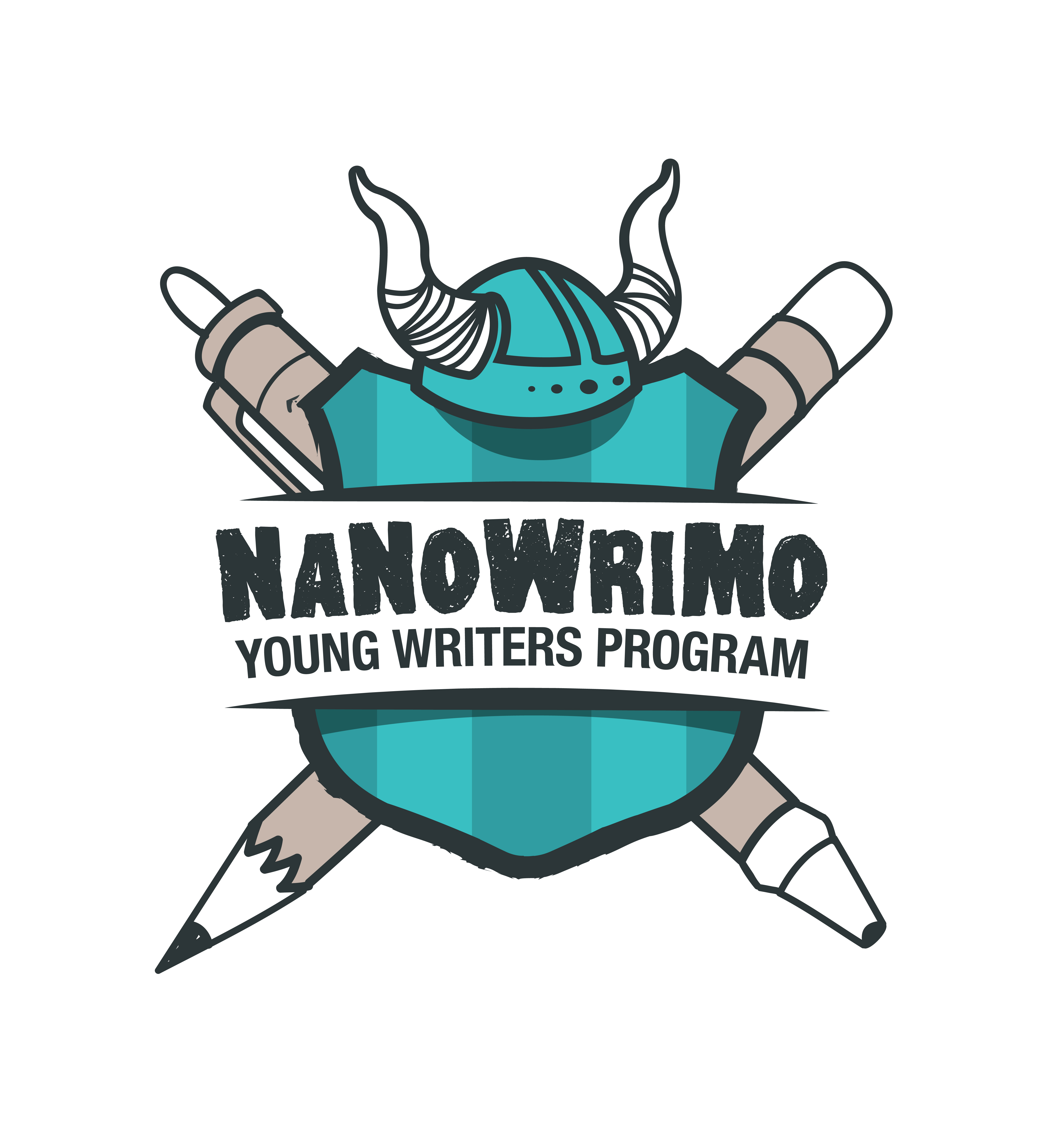 NaNoWriMo Light Blue and Black Shield Logo